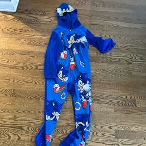 Sonic the Hedgehog Boys Pajamas Fleece M 8 Union Suit One Piece